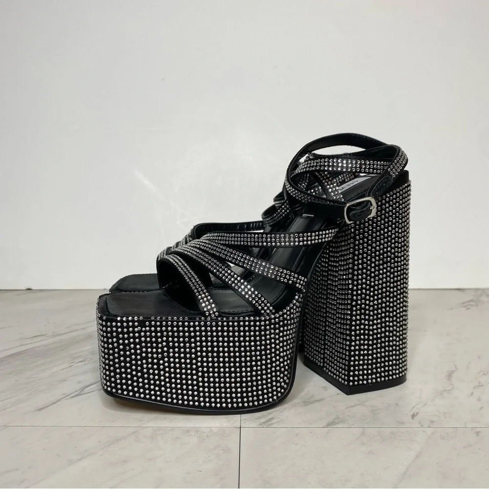 Steve Madden Cocktails Rhinestone Platform Heeled Sandal 7M